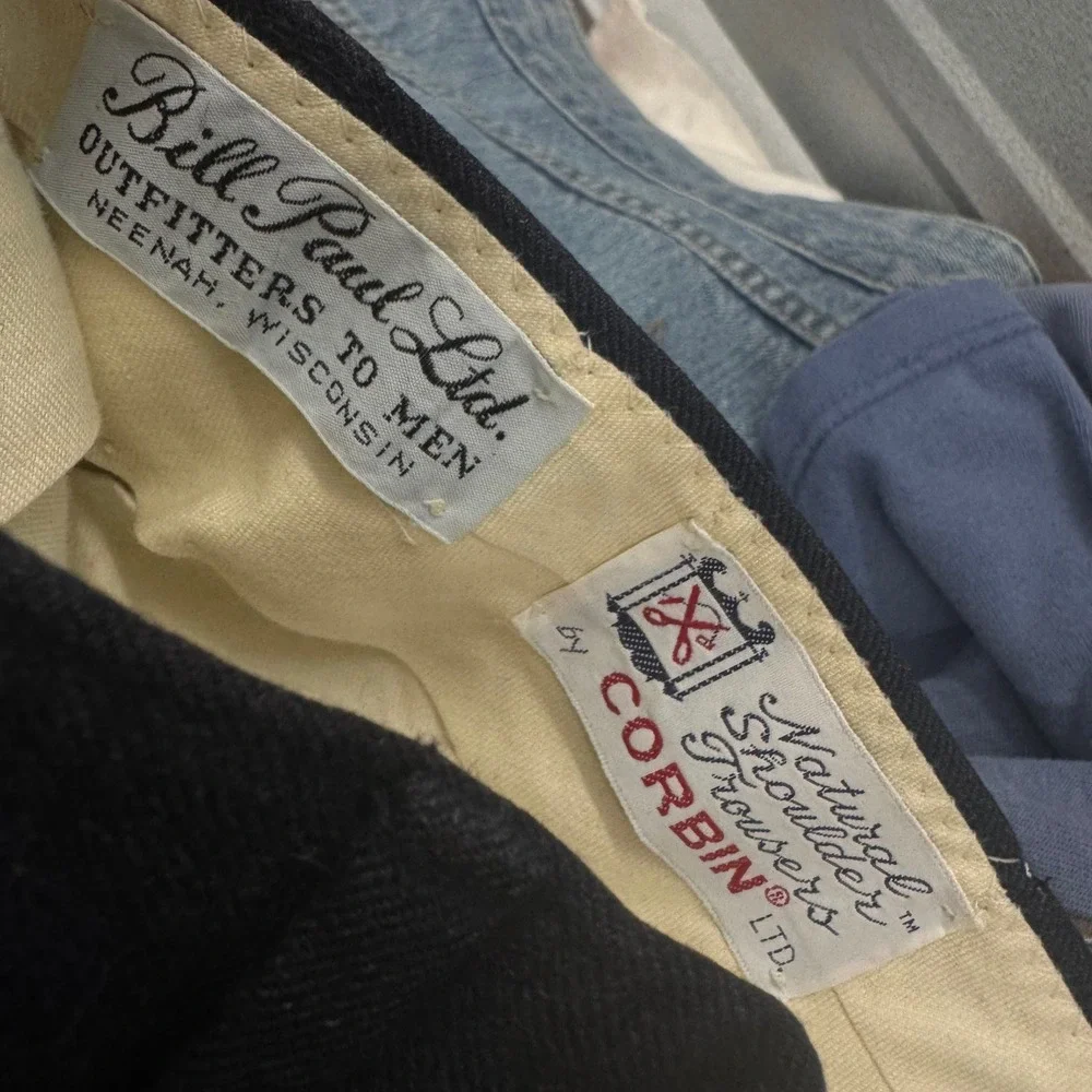 Vintage 70s Corbin Bill Paul Ltd Wool Trousers Mens 32x28 Charcoal Gray Slacks
